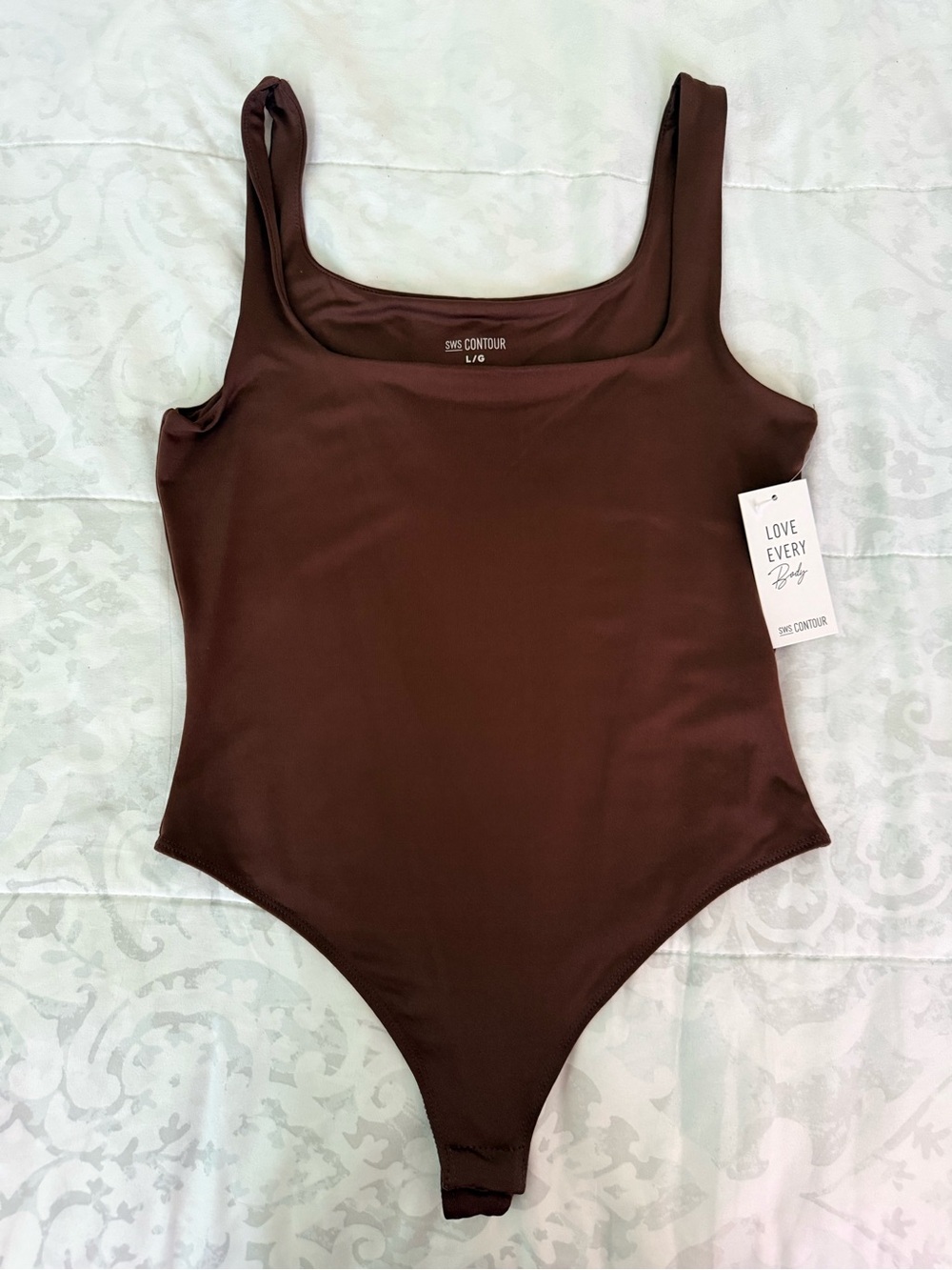 Love Every Body Contour Brown Scoop Neck Bodysuit